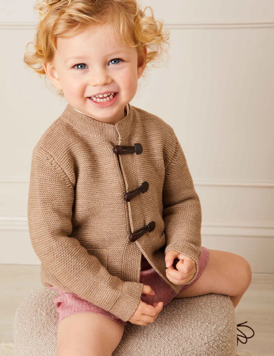 Toggle Fastening Knitted Cardigan in Oatmeal (12-10yrs) Knitwear  from Pepa London