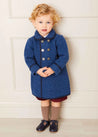 Austrian Double Breasted Navy Trim Coat in Blue (12mths-10yrs) Coats  from Pepa London