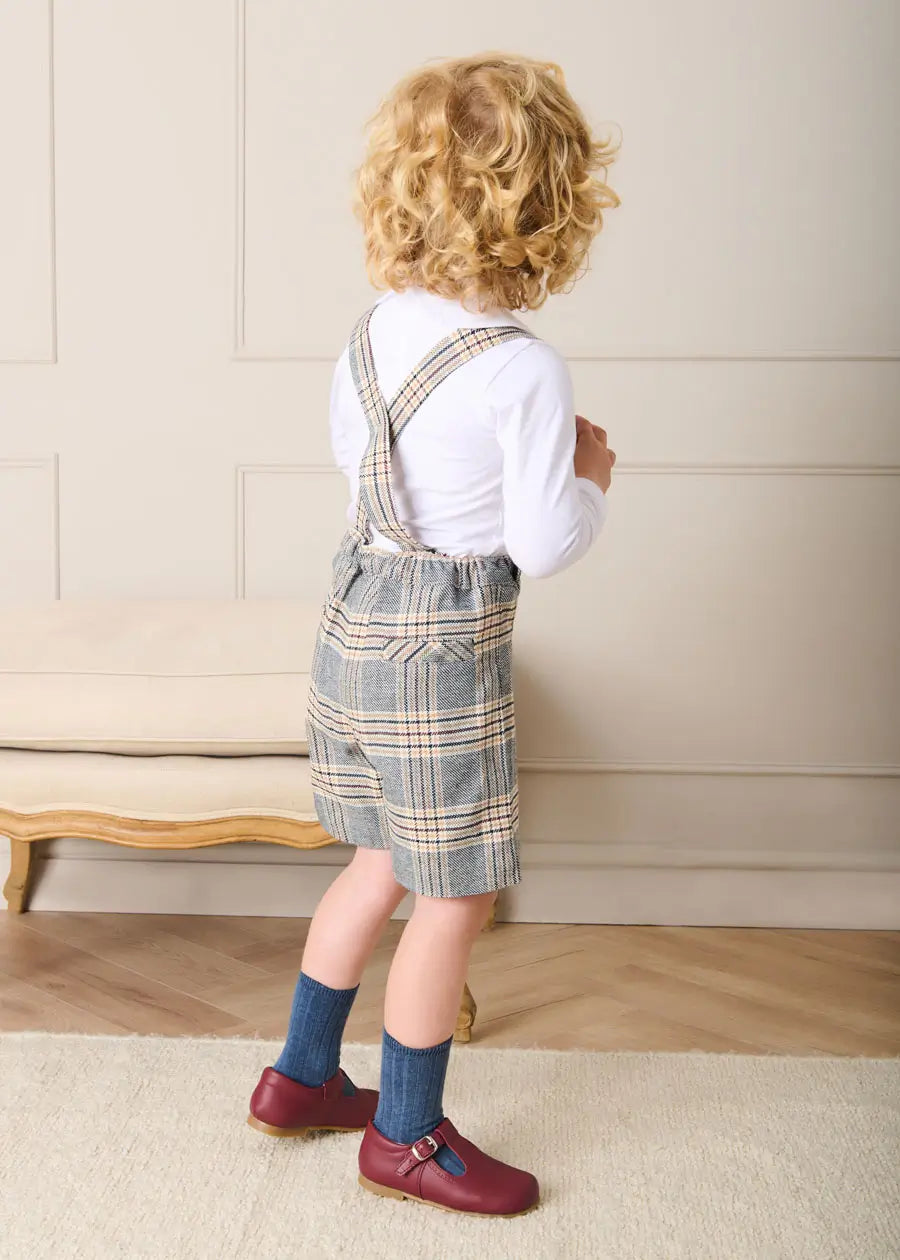 Walcott Check Short Dungarees in Blue (18mths-4yrs) Dungarees from Pepa London