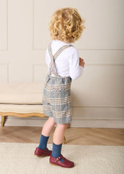 Walcott Check Short Dungarees in Blue (18mths-4yrs) Dungarees from Pepa London