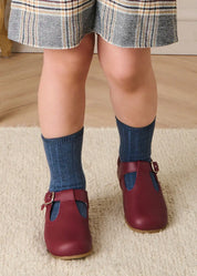 Scarpe da bambino con barra a T in Borgogna (20-26EU)