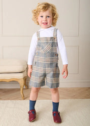 Walcott Check Short Dungarees in Blue (18mths-4yrs) Dungarees from Pepa London