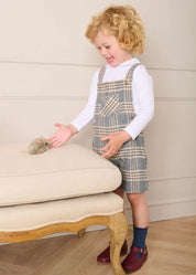 Walcott Check Short Dungarees in Blue (18mths-4yrs) Dungarees from Pepa London