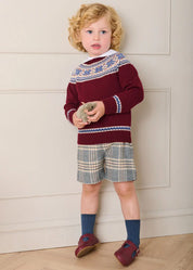 Classic Fair Isle Merino Wool Jumper in Burgundy (12mths-10yrs)