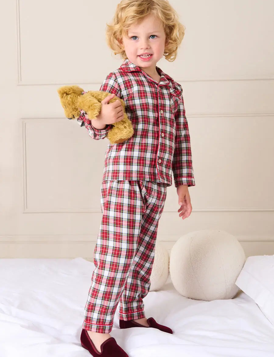 Francis Tartan Pyjamas in Red (18mths-10yrs) Nightwear from Pepa London