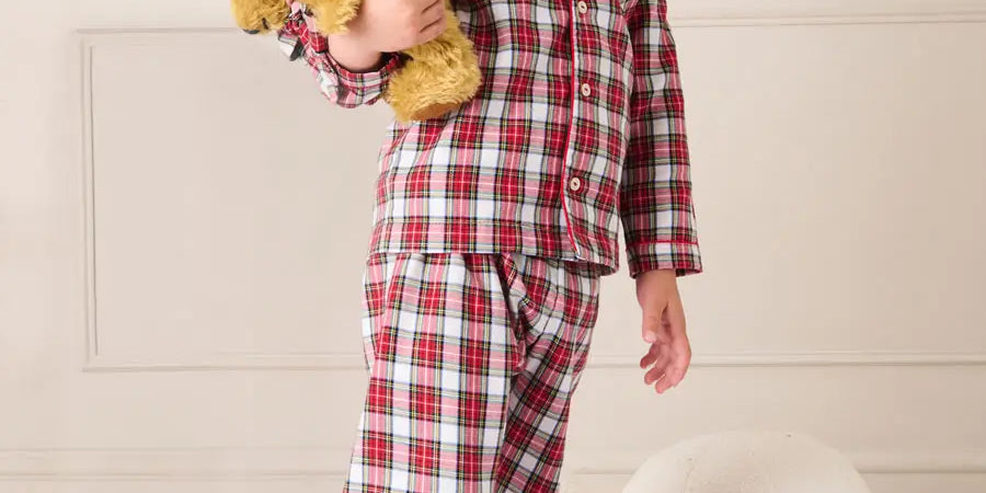 Francis Tartan Pyjamas in Red (18mths-10yrs) Nightwear from Pepa London