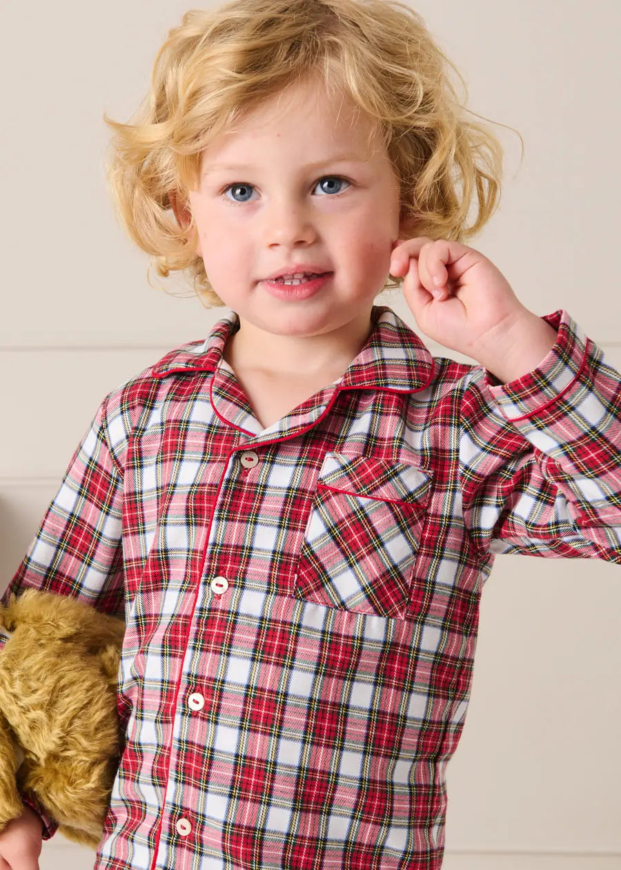 Francis Tartan Pyjamas in Red (18mths-10yrs) Nightwear from Pepa London