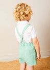 Cheyne Striped Boat Embroidery Dungarees in Green (18mths-4yrs) DUNGAREES from Pepa London