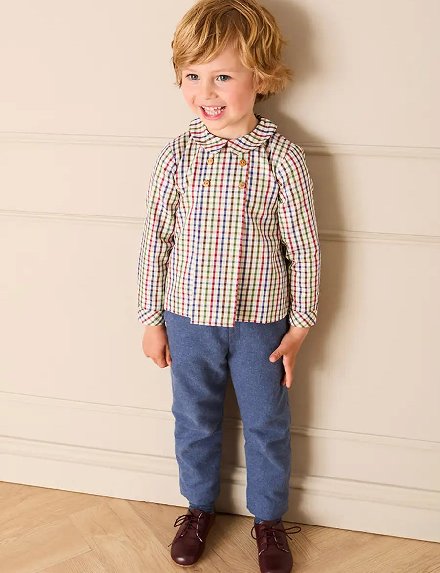 Plain Tailored Trousers in Blue (18mths-5yrs) Trousers from Pepa London