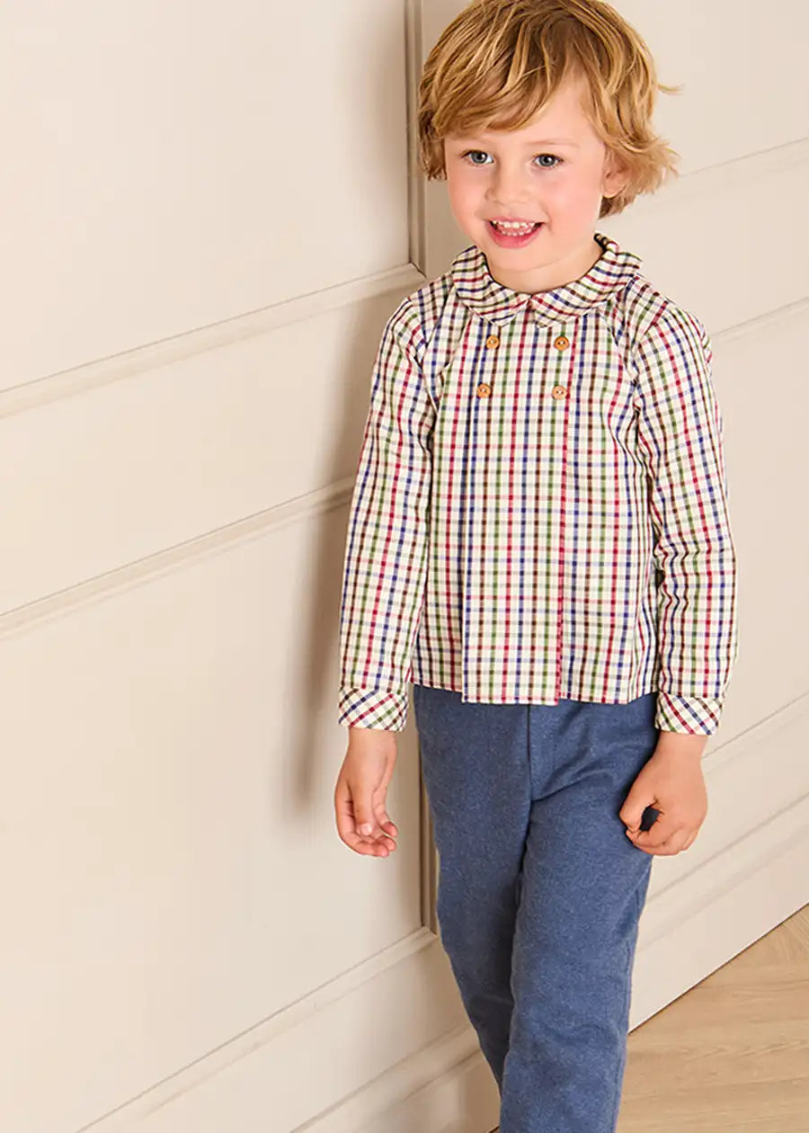 Sinclair Check Button Detail Shirt in Red (18mths-4yrs) SHIRTS from Pepa London