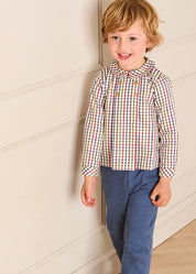Sinclair Check Button Detail Shirt in Red (18mths-4yrs) SHIRTS from Pepa London