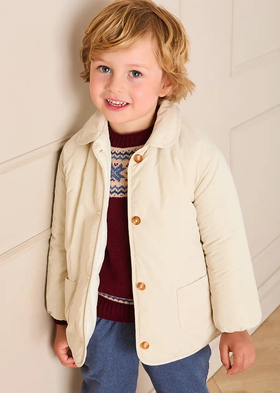 Pocket Detail Puffer Jacket in Cream (12mths-4yrs) Coats from Pepa London