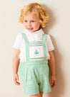 Cheyne Striped Boat Embroidery Dungarees in Green (18mths-4yrs) DUNGAREES from Pepa London