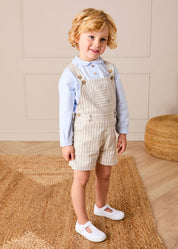 Percy Stripe Insignia Pocket Detail Dungarees in Blue (18mths-4yrs) Dungarees from Pepa London
