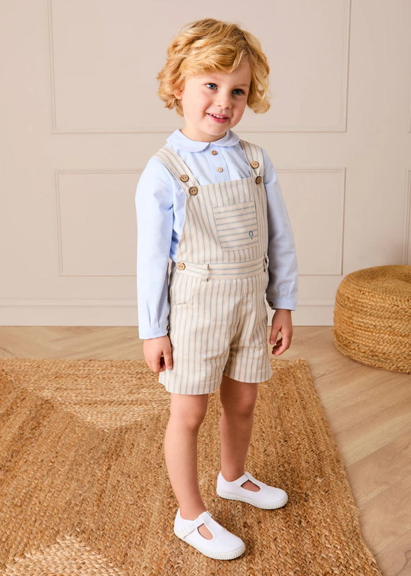Percy Stripe Insignia Pocket Detail Dungarees in Blue (18mths-4yrs) DUNGAREES from Pepa London