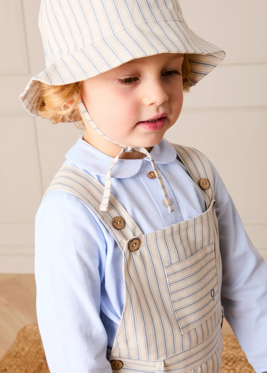 Percy Stripe Insignia Pocket Detail Dungarees in Blue (18mths-4yrs) Dungarees from Pepa London