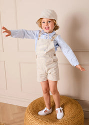 Percy Stripe Insignia Pocket Detail Dungarees in Blue (18mths-4yrs) Dungarees from Pepa London