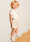 Waterford Stripe Mariner Collar Short Sleeve Two Piece Set in Beige (12mths-6yrs) TWO PIECE SETS from Pepa London