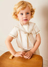 Waterford Stripe Mariner Collar Short Sleeve Two Piece Set in Beige (12mths-6yrs) TWO PIECE SETS from Pepa London