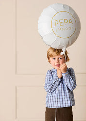 Kingsley Check Peter Pan Collar Shirt in Blue (18mths-4yrs) SHIRTS from Pepa London