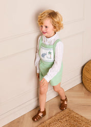 Elephant Embroidered Smocked Dungarees in Sage Green (18mths-4yrs) Shorts from Pepa London