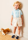 Peter Pan Collar Trim Detail Short Sleeve Shirt in Blue (12mths-5yrs) SHIRTS from Pepa London