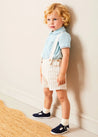 Peter Pan Collar Trim Detail Short Sleeve Shirt in Blue (12mths-5yrs) SHIRTS from Pepa London