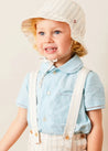 Peter Pan Collar Trim Detail Short Sleeve Shirt in Blue (12mths-5yrs) SHIRTS from Pepa London