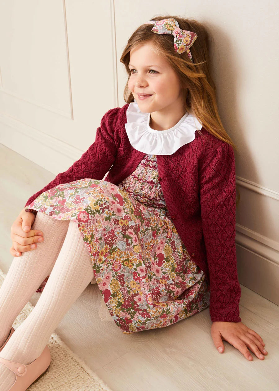 Florence Floral Hand Smocked Short Sleeve Dress in Pink (18mths-10yrs) DRESSES from Pepa London