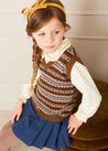 All Over Fair Isle Vest in Camel (4-10yrs) Coats  from Pepa London