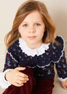 Floral Ruffle Bib Cardigan in Blue (4-10yrs) Knitwear  from Pepa London