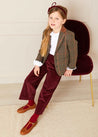 Corduroy Wide Leg Gold Button Trousers in Burgundy (4-10yrs) Trousers  from Pepa London