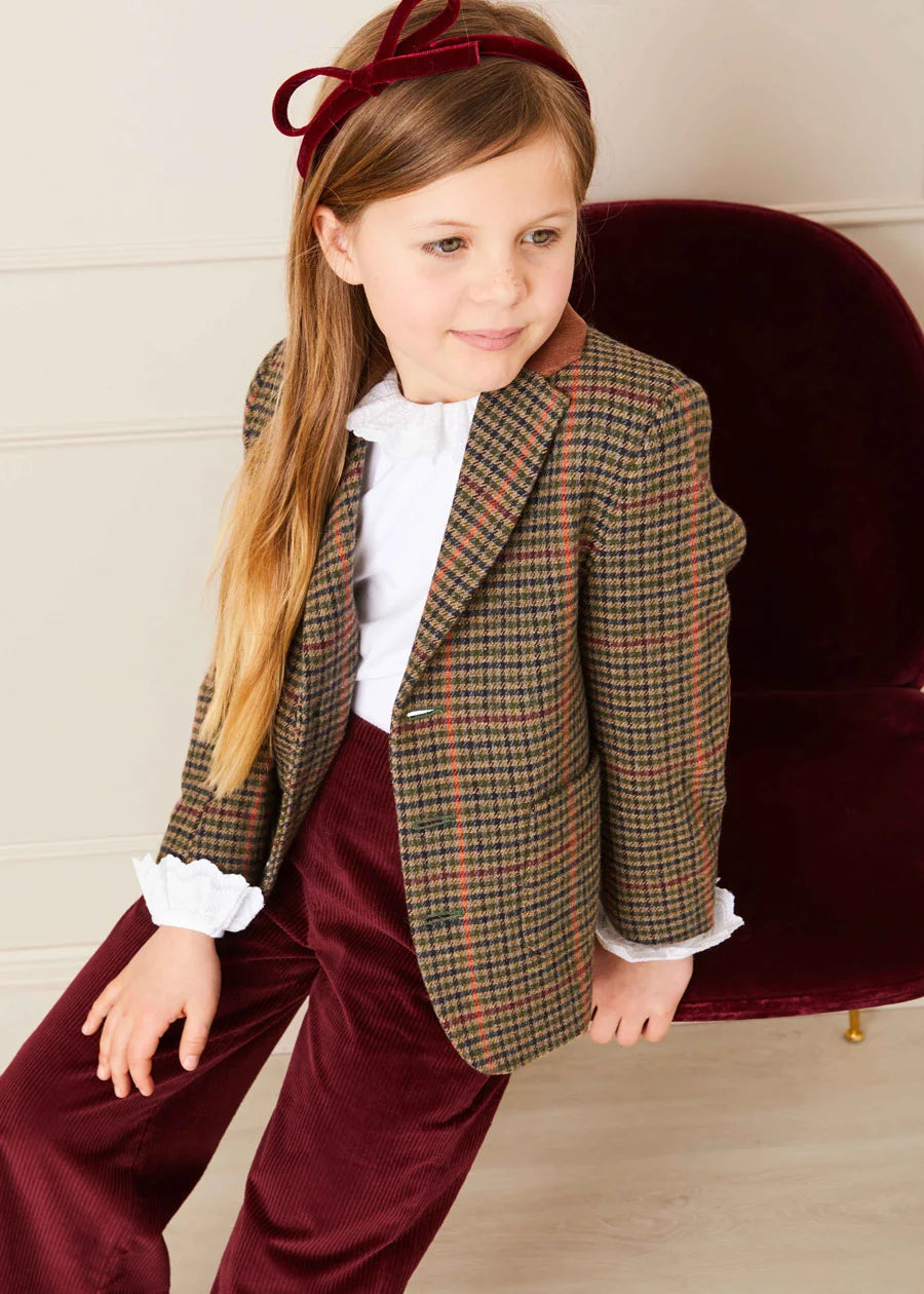 Check Tweed Three Button Blazer Jacket In Brown (4-10yrs) COATS  from Pepa London