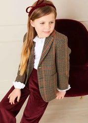Check Tweed Three Button Blazer Jacket In Brown (4-10yrs) COATS  from Pepa London