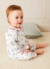 Toile Ruffle Collar Nightwear in Blue (6mths-3yrs) Nightwear  from Pepa London