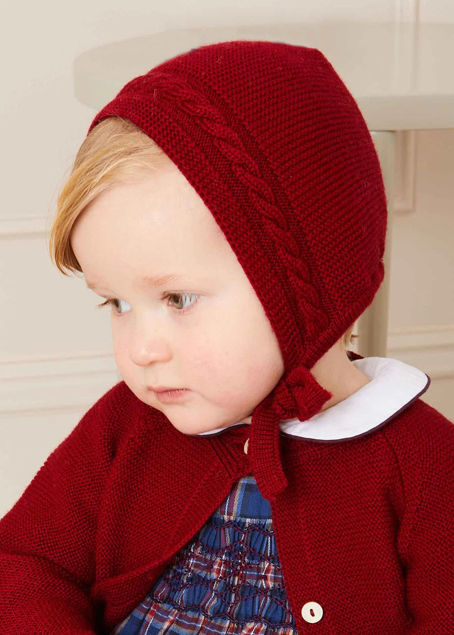 Contrast Trim 3 Button Cardigan in Red (3-18mths) Knitwear  from Pepa London
