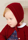 Cable Detail Knitted Bonnet In Red (S-L) KNITTED ACCESSORIES  from Pepa London