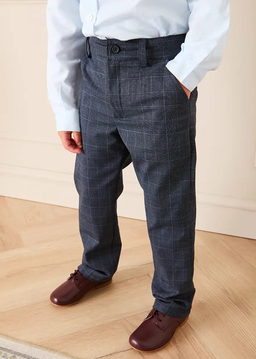 Fitzroy Check Tailored Trousers in Navy (4-10yrs) Trousers from Pepa London
