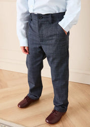Fitzroy Check Tailored Trousers in Navy (4-10yrs) Trousers from Pepa London