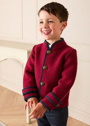 Austrian Single Breasted Constrast Trim Jacket in Burgundy (3-10yrs) Coats from Pepa London