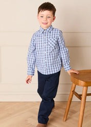 Kingsley Check Oxford Collar Shirt in Blue (2-10yrs) SHIRTS from Pepa London