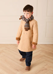 Fair Isle All Over Knitted Scarf in Brown Knitted Accessories from Pepa London