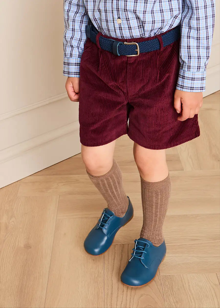 Plain Corduroy Tailored Shorts in Burgundy (4-10yrs) Shorts from Pepa London