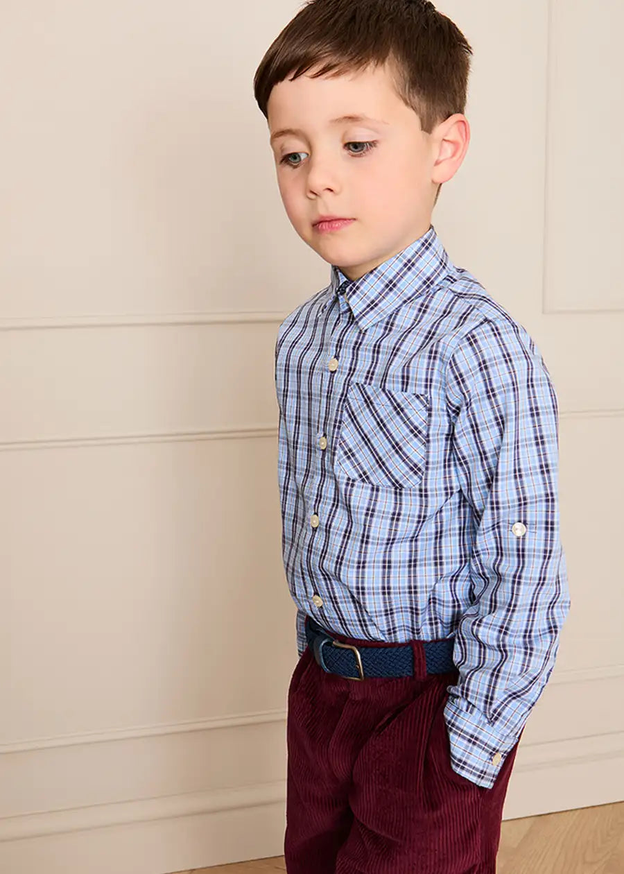 Kingsley Check Oxford Collar Shirt in Blue (2-10yrs) SHIRTS from Pepa London