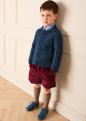 Plain Corduroy Tailored Shorts in Burgundy (4-10yrs) Shorts from Pepa London