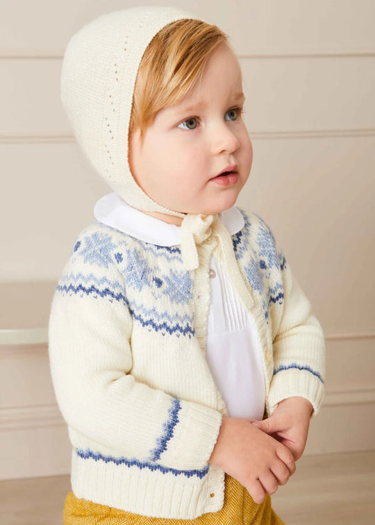 Fair Isle Cardigan in Cream (6mths-3yrs) KNITWEAR  from Pepa London