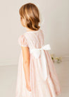 Constance Floral Hand Smocked Short Sleeve Party Dress in Pink (12mths-10yrs) DRESSES from Pepa London