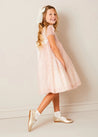 Constance Floral Hand Smocked Short Sleeve Party Dress in Pink (12mths-10yrs) DRESSES from Pepa London