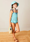 Adelaide Floral Smock Detail Swimsuit in Green (2-10yrs) from Pepa London