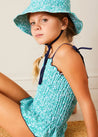 Adelaide Floral Smock Detail Swimsuit in Green (2-10yrs) SWIMWEAR from Pepa London